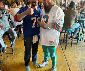 Drew and Moises ready for a Buffalo Bills Miami Dolphins rivalry game